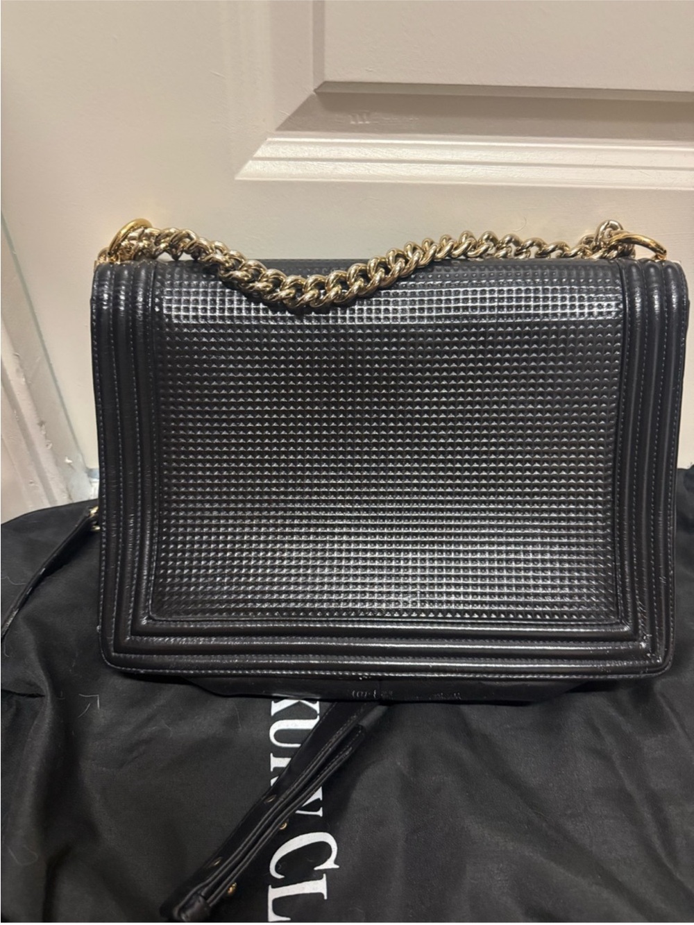 Chanel Lambskin Large Boy Bag Red accent CC. - Picture 9 of 13
